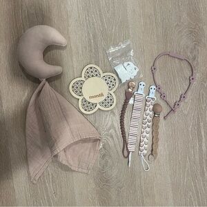 Baby Girl Bundle Boho Milestone Card Rattan Decor Mushie Binkie Clips